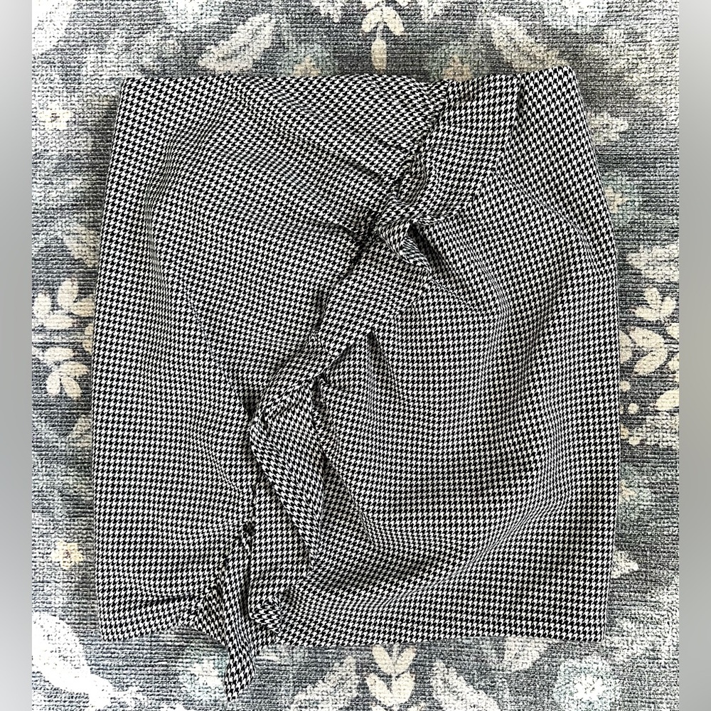 A.L.C. Jupiter Houndstooth Gingham Rucked Ruffle Mini Skirt in black and white